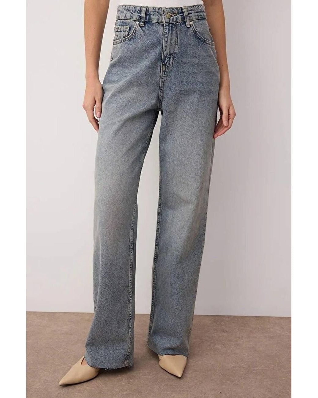 WOVCOR Blue High Waist Wide Leg Jeans