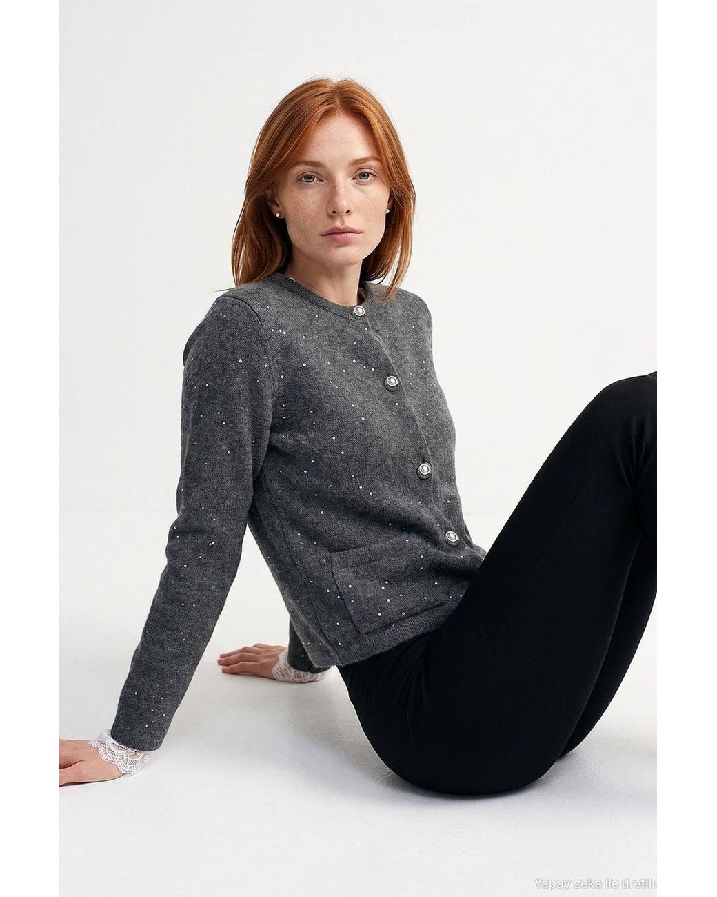 Dilvin Gray Knit Cardigan