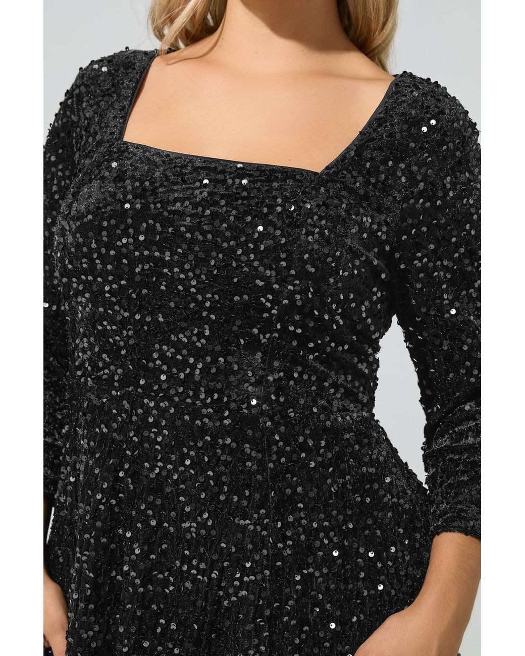 Yours Black Sequin Velvet Mini Dress