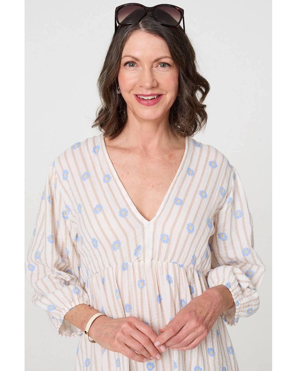 Izabel London Pink Striped Long Sleeve Empire Maxi Dress