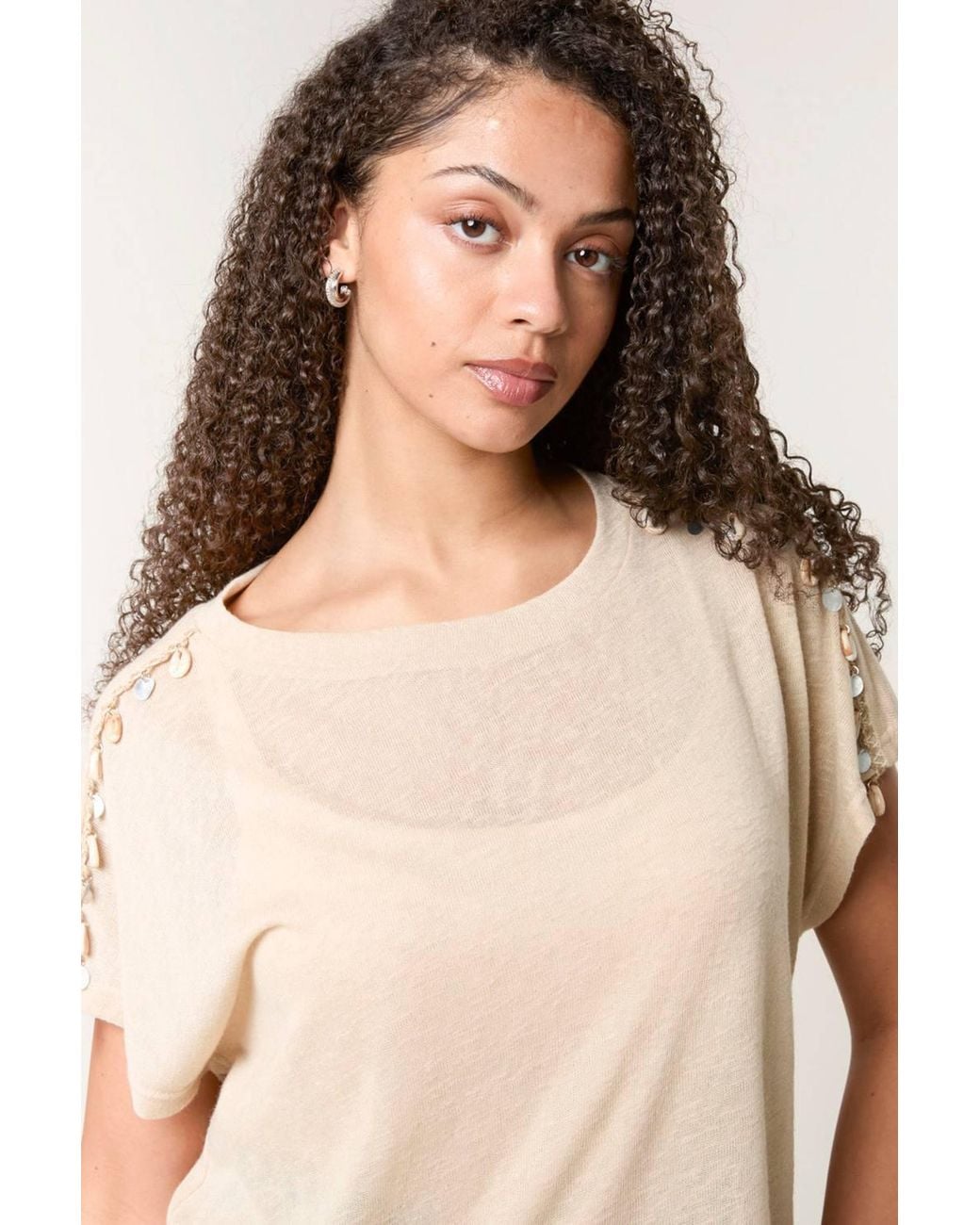 Blue Vanilla Natural Short Sleeve Round Neck Top