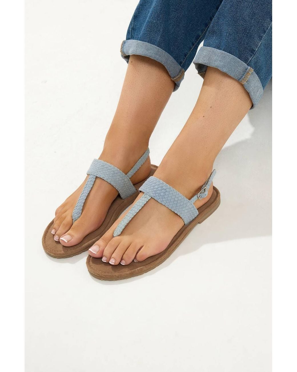 Yours Blue Woven Toe Post Sandals