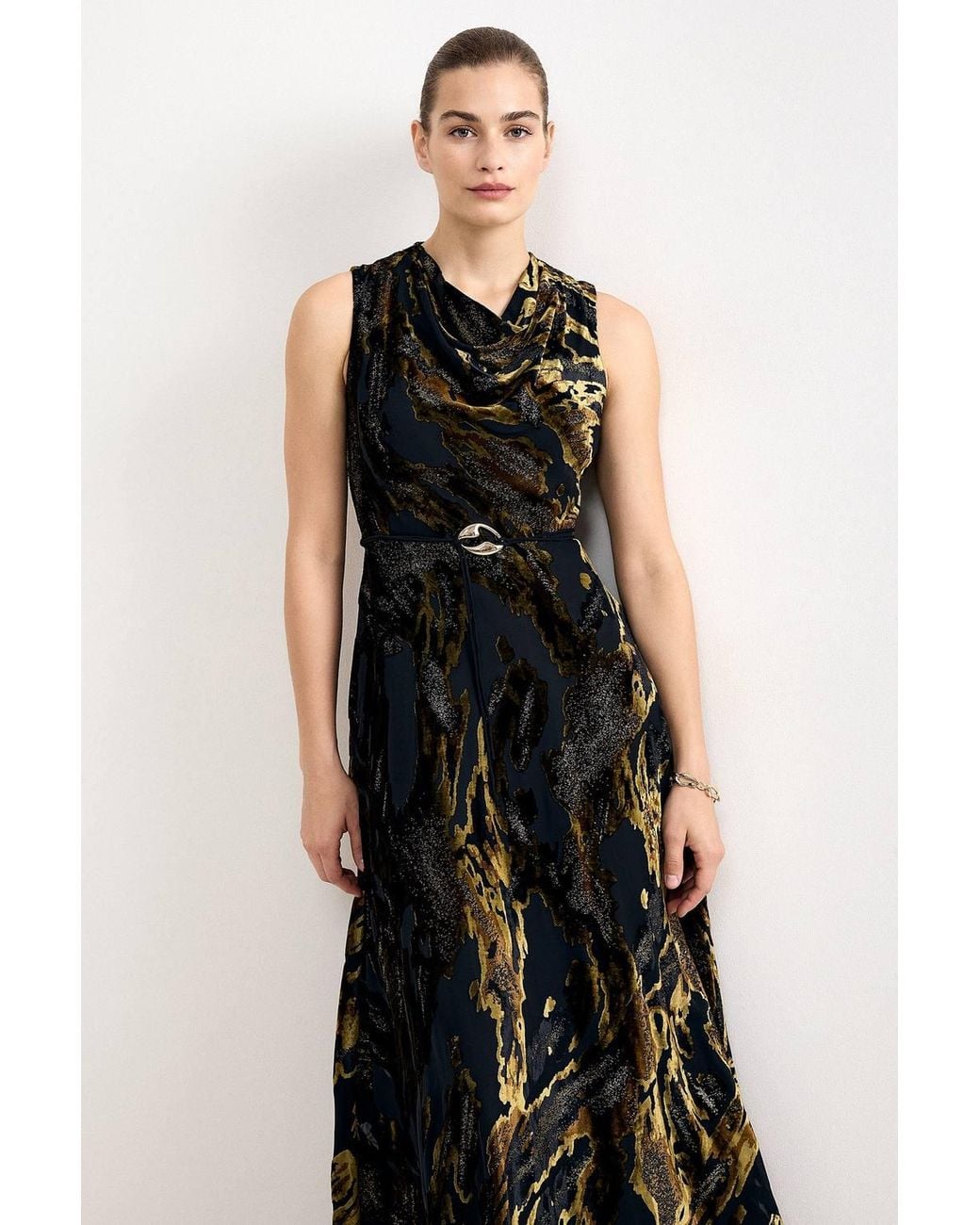 Phase Eight Black Carrie Draped Cowl Neck Maxi Dress