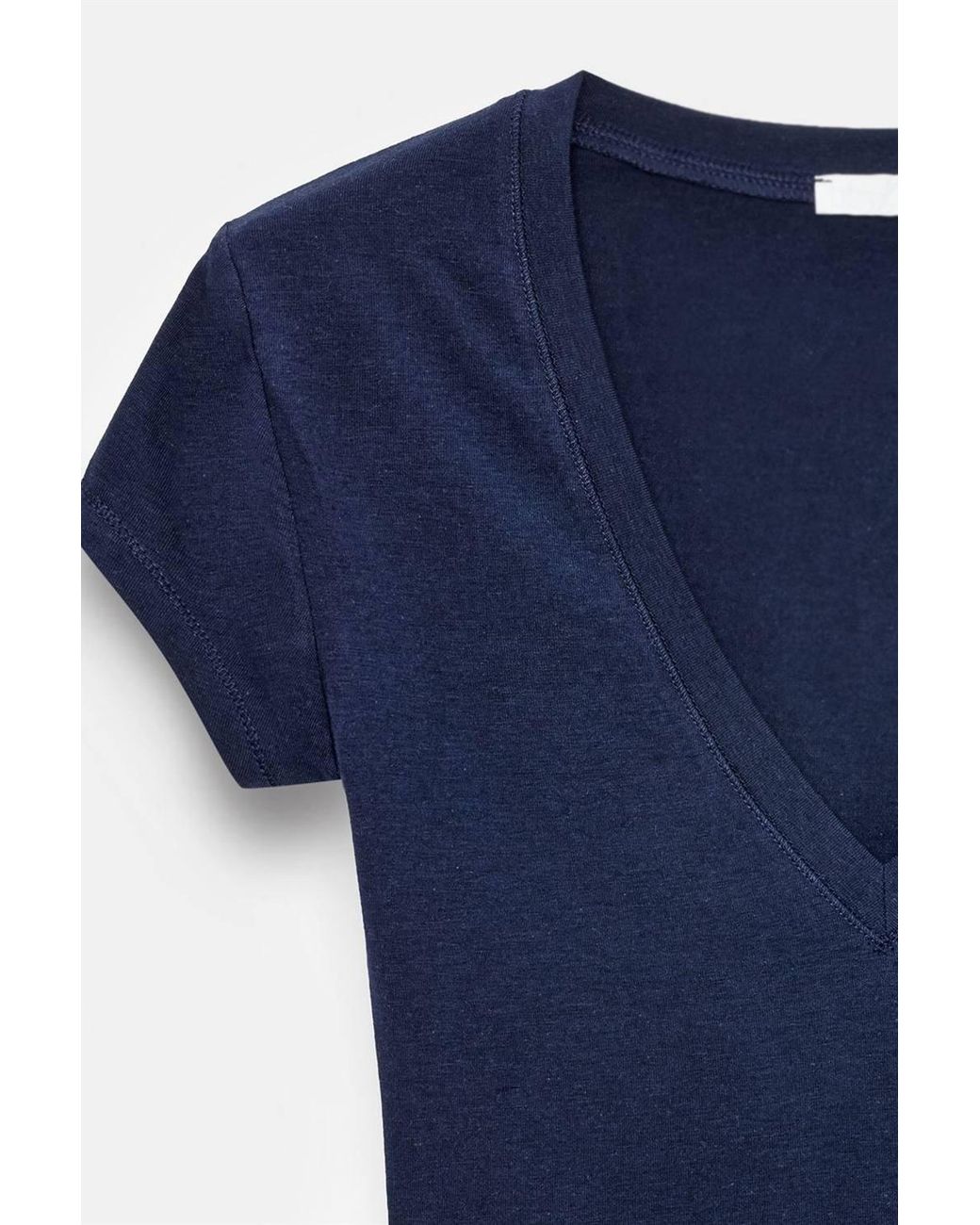 Dilvin Blue Slim Fit V-Neck Jersey Blouse