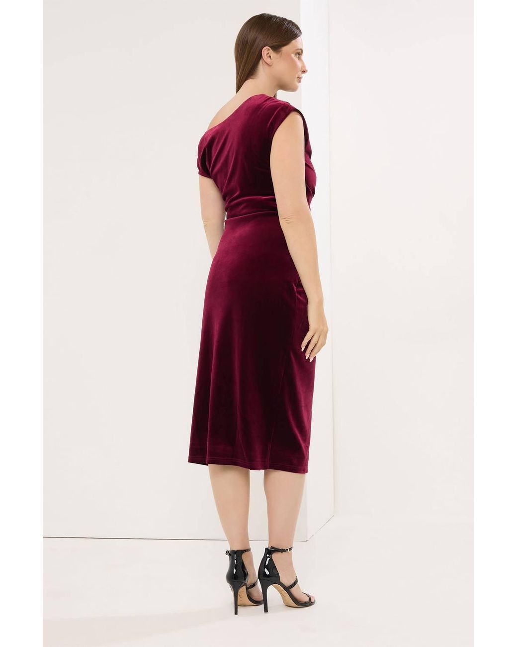Star by Julien MacDonald Red Velvet Draped Dress