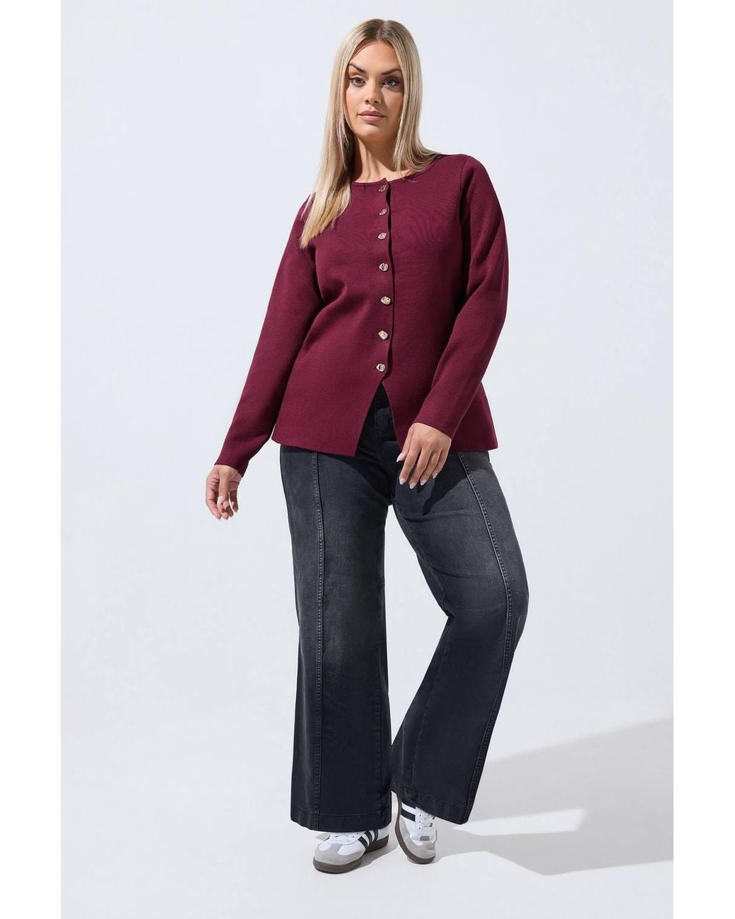 Yours Purple Long Sleeve Knitted Top