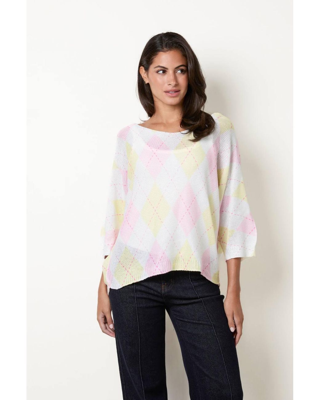 Blue Vanilla White Long Sleeve Round Neck Jumper