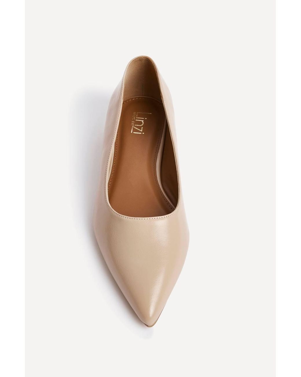Linzi Natural Compete Wide Fit Nude Faux Leather Pumps