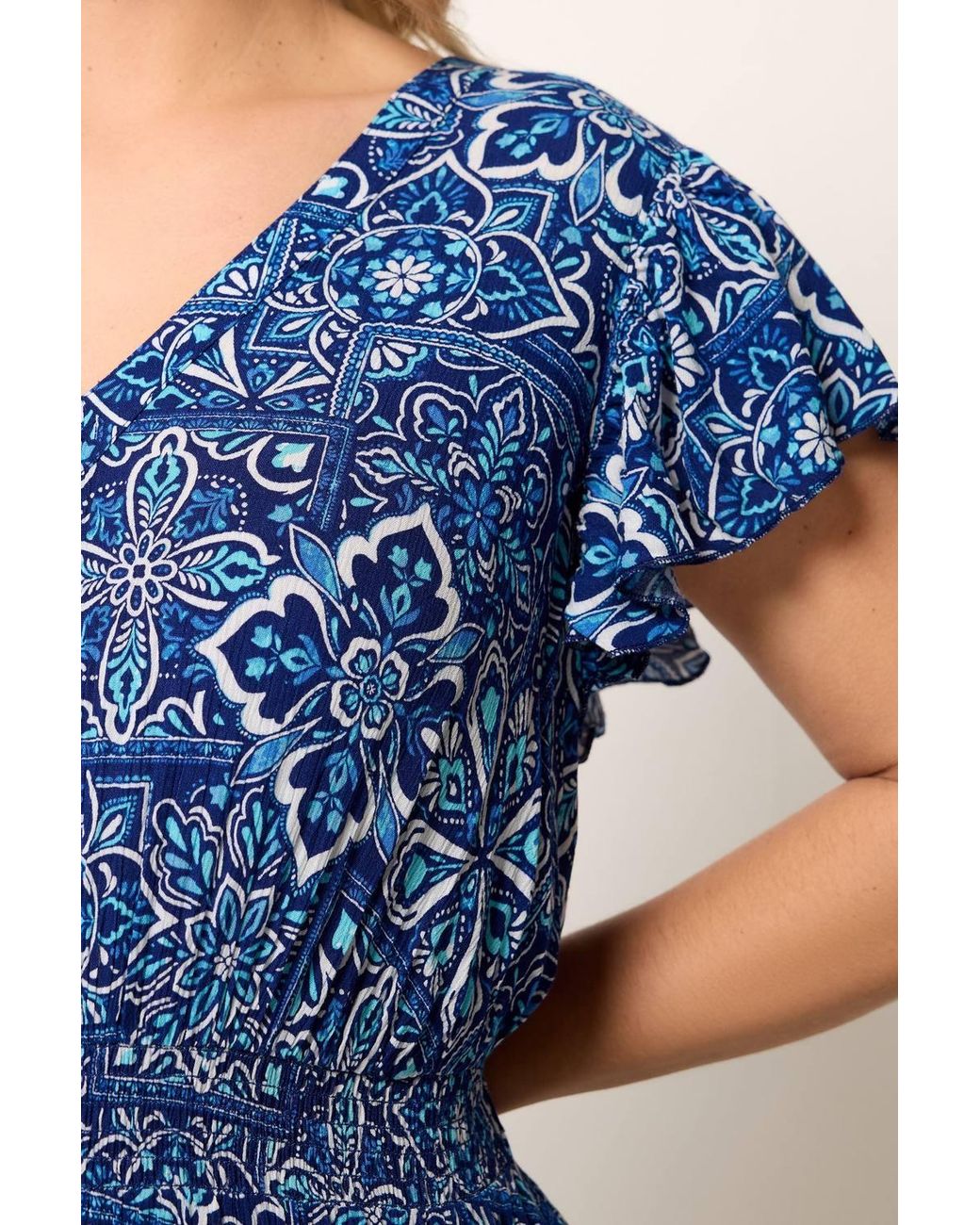 Yours Blue Tile Print Maxi Dress