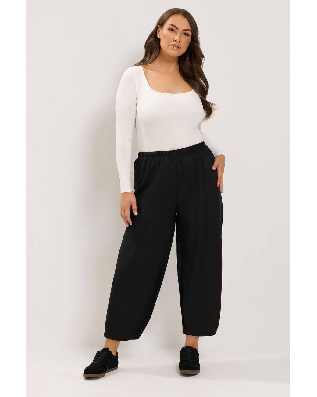 Yours Black Suede Barrel Leg Trousers