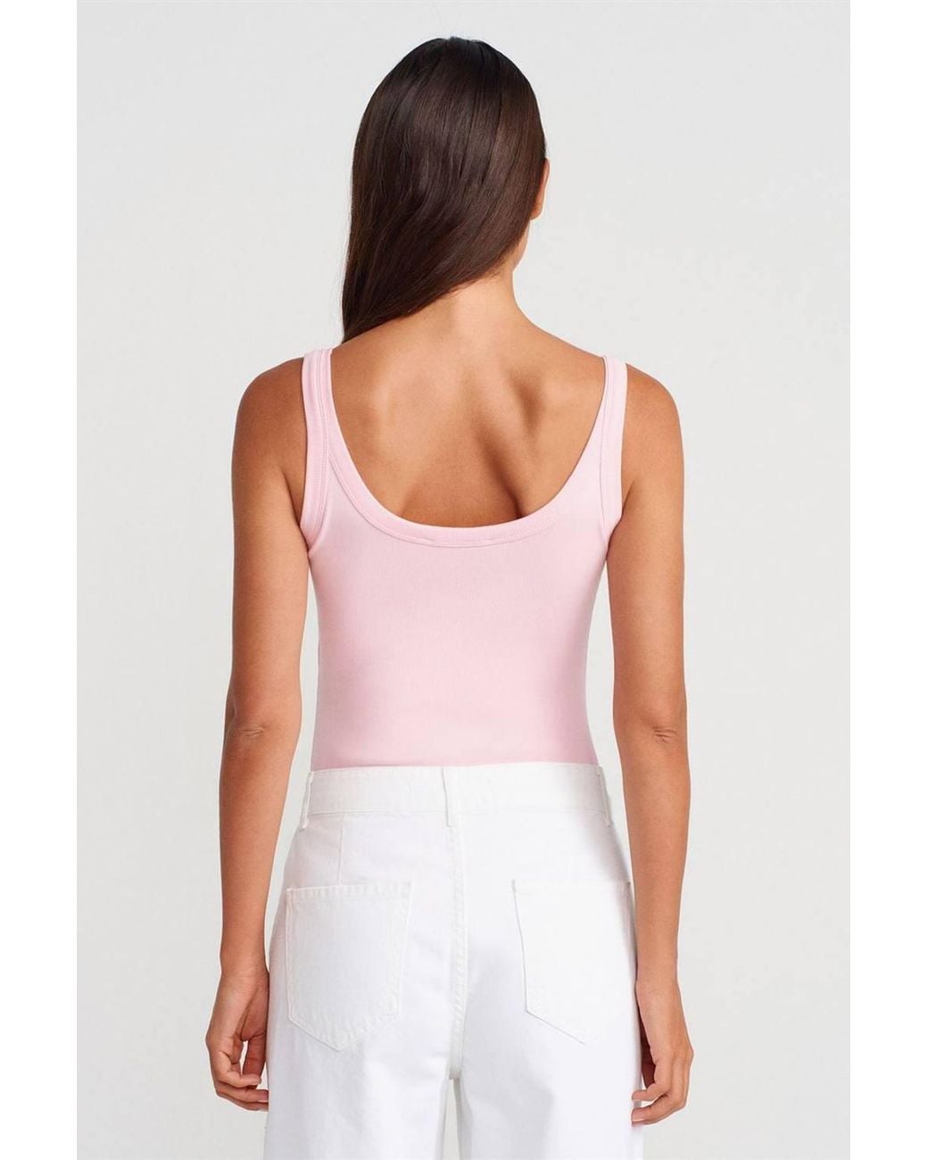 Dilvin White Sleeveless Ribbed Cotton-Blend Bodysuit