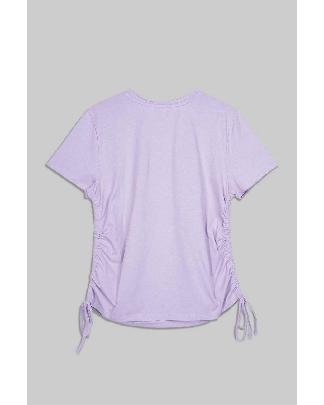 Enorsia Purple Ruched Side Seam Short Sleeve T-Shirt