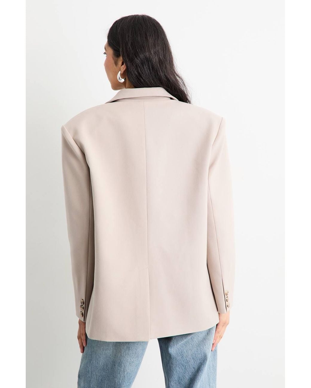 Warehouse Natural Oversized Single Breasted Blazer