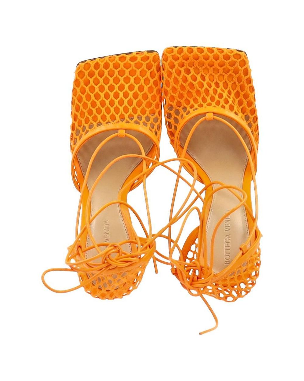 Bottega Veneta Yellow Preloved Stretch Lace Up Sandals