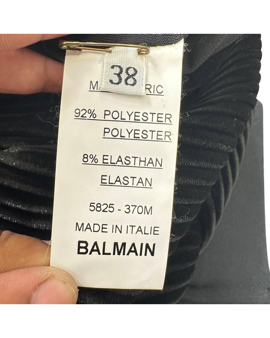 Balmain Black Preloved Aw15 Pleated Velvet Plunging Jumpsuit