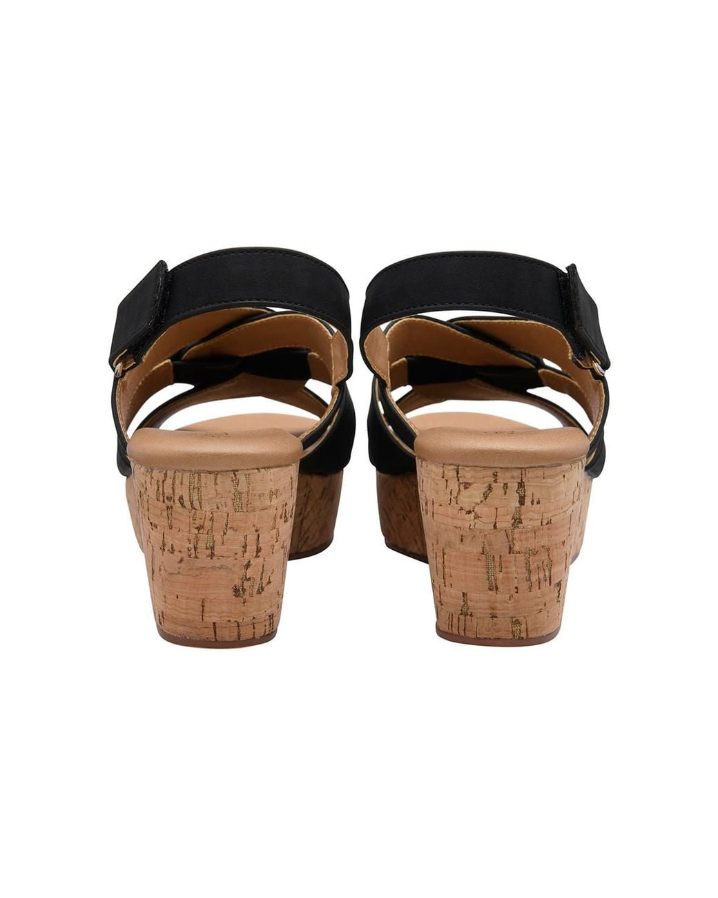 Lotus Black 'Thora' Open-Toe Wedge Sandals