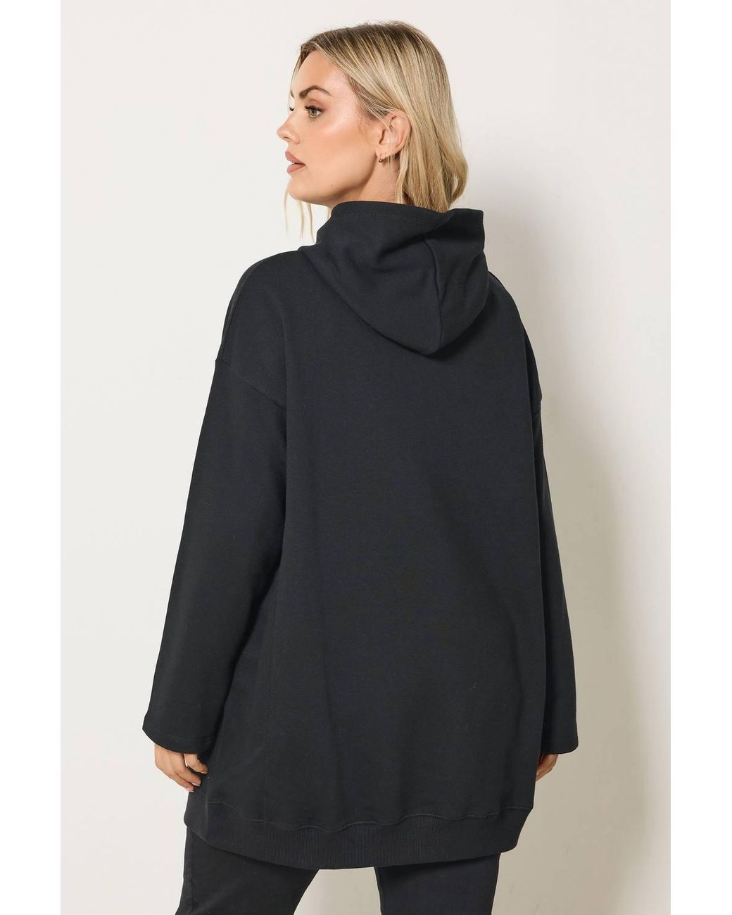 Yours Black Seam Detail Hoodie