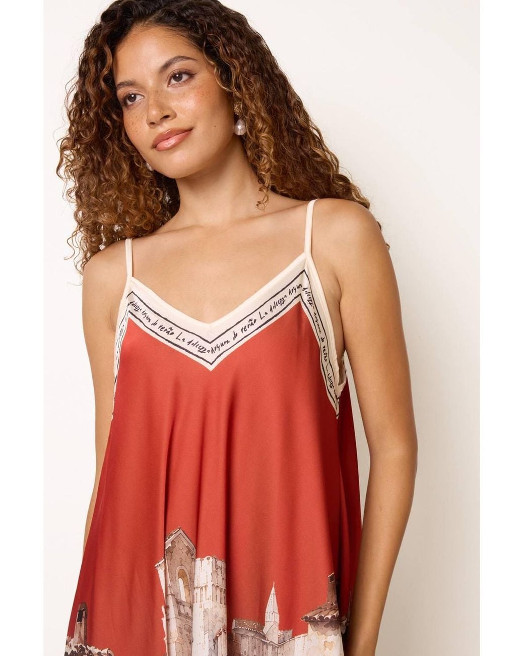 Blue Vanilla Red Strappy V-Neck Midi Dress