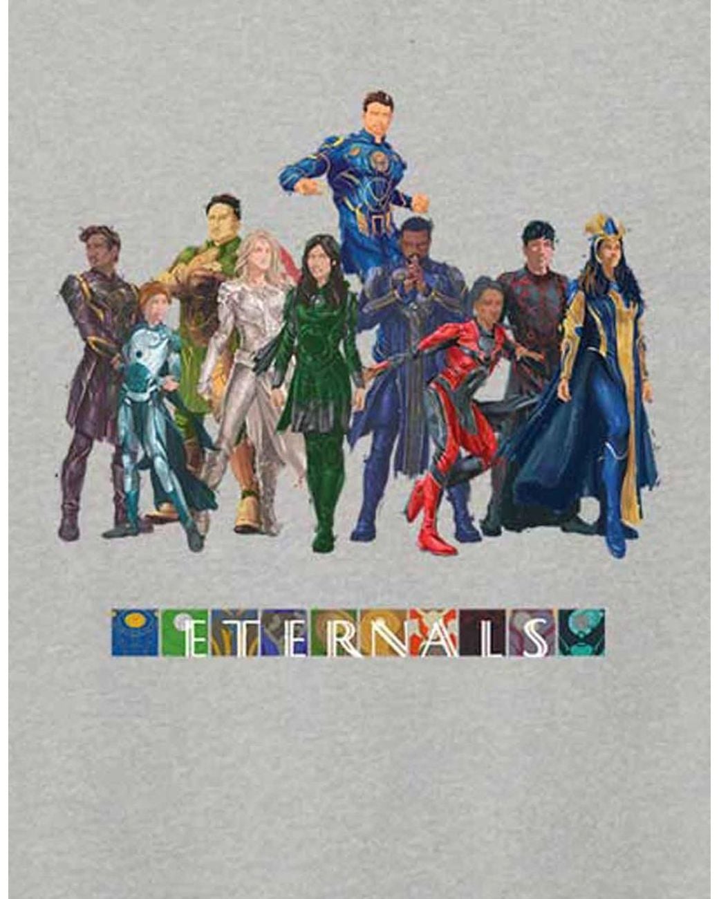 Marvel Gray Eternals Colour Block Characters T-Shirt