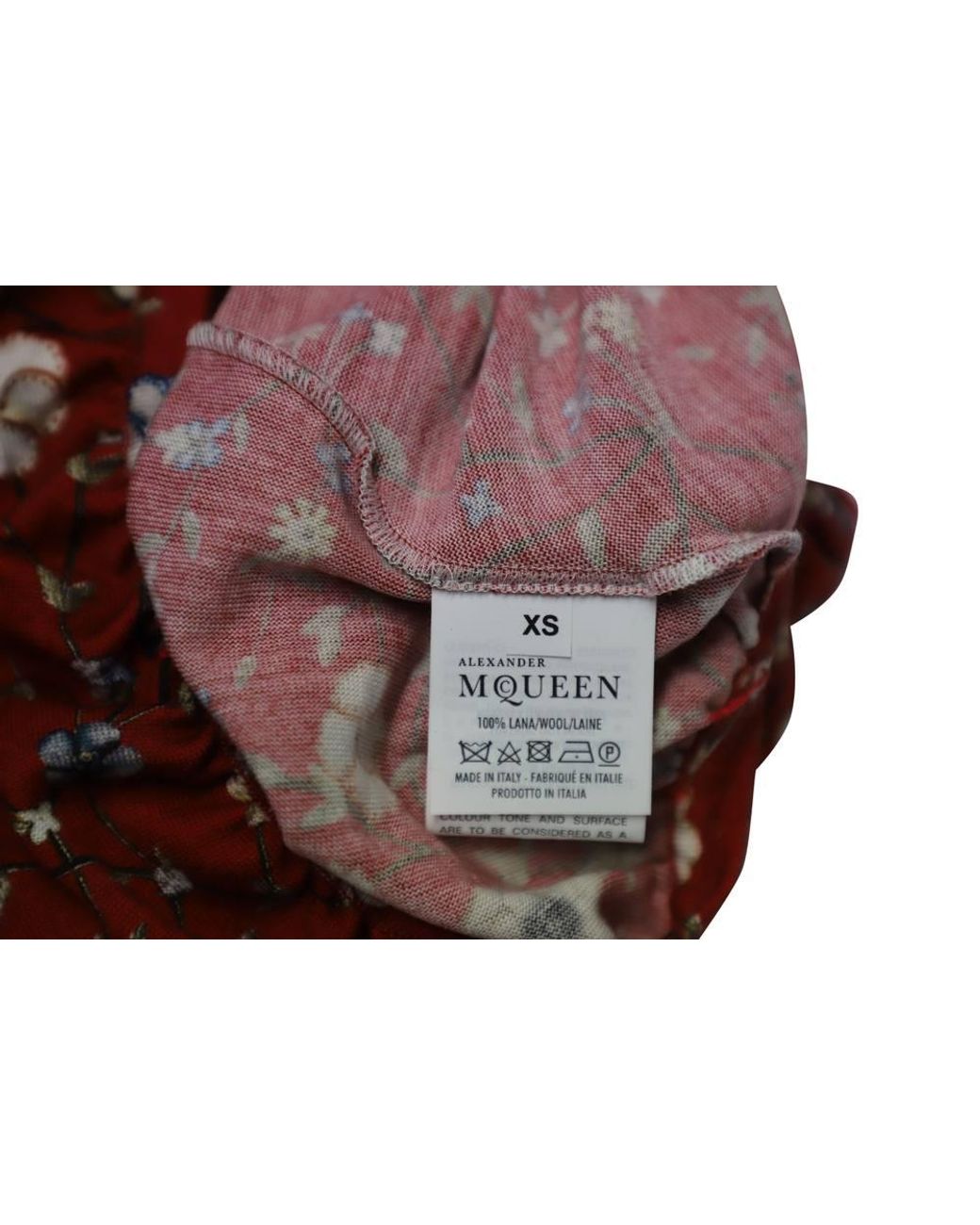 McQueen Red Preloved Asymmetric Back Draped Floral Dress