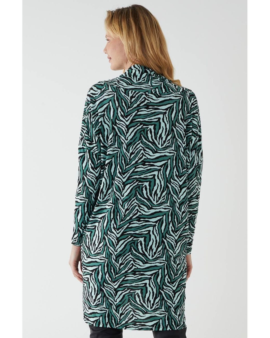Blue Vanilla Green Draped Dip Hem Top