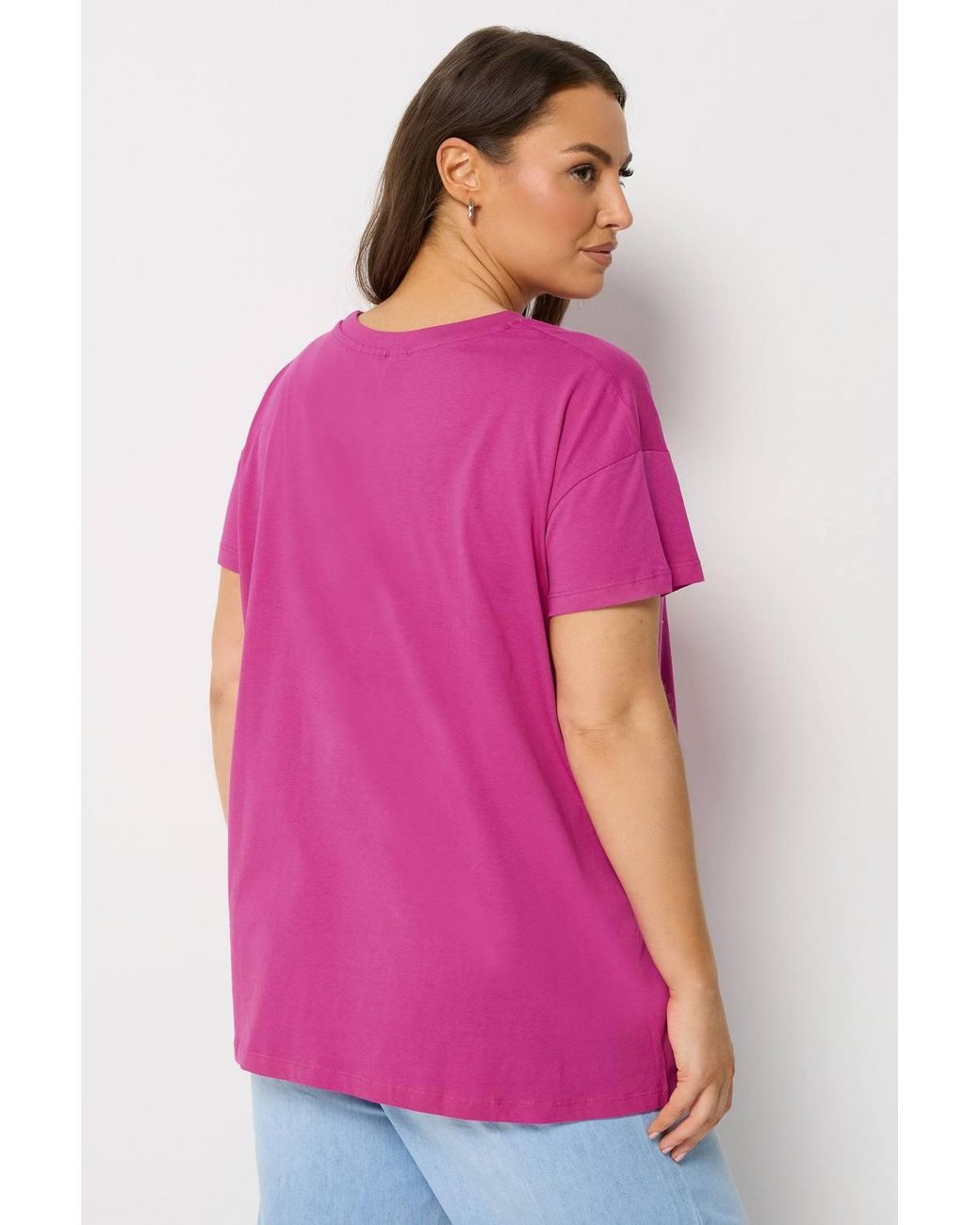 Yours Pink Flower Graphic T-Shirt