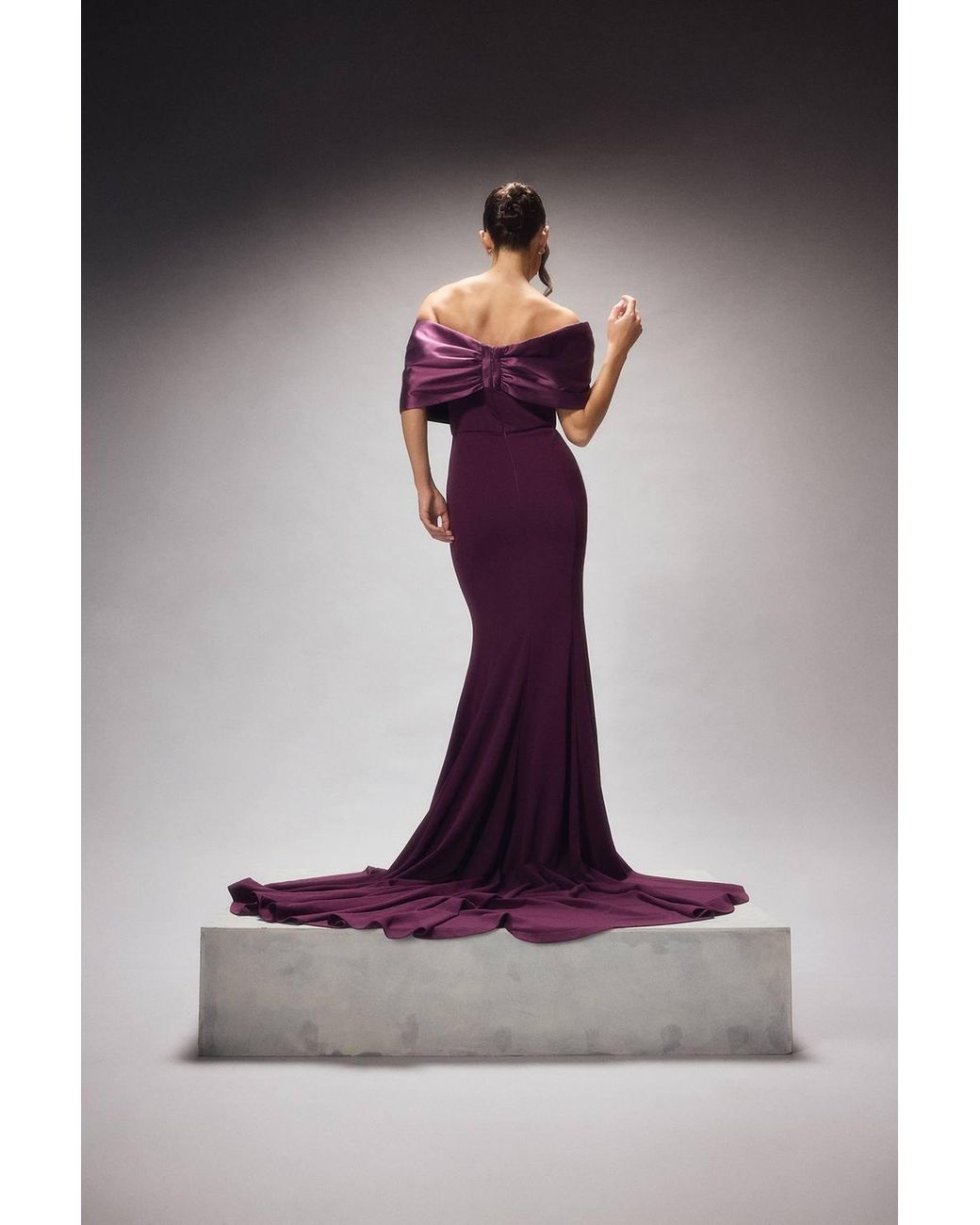 Coast Purple Couture Exaggerated Bow Maxi Dress With Puddle