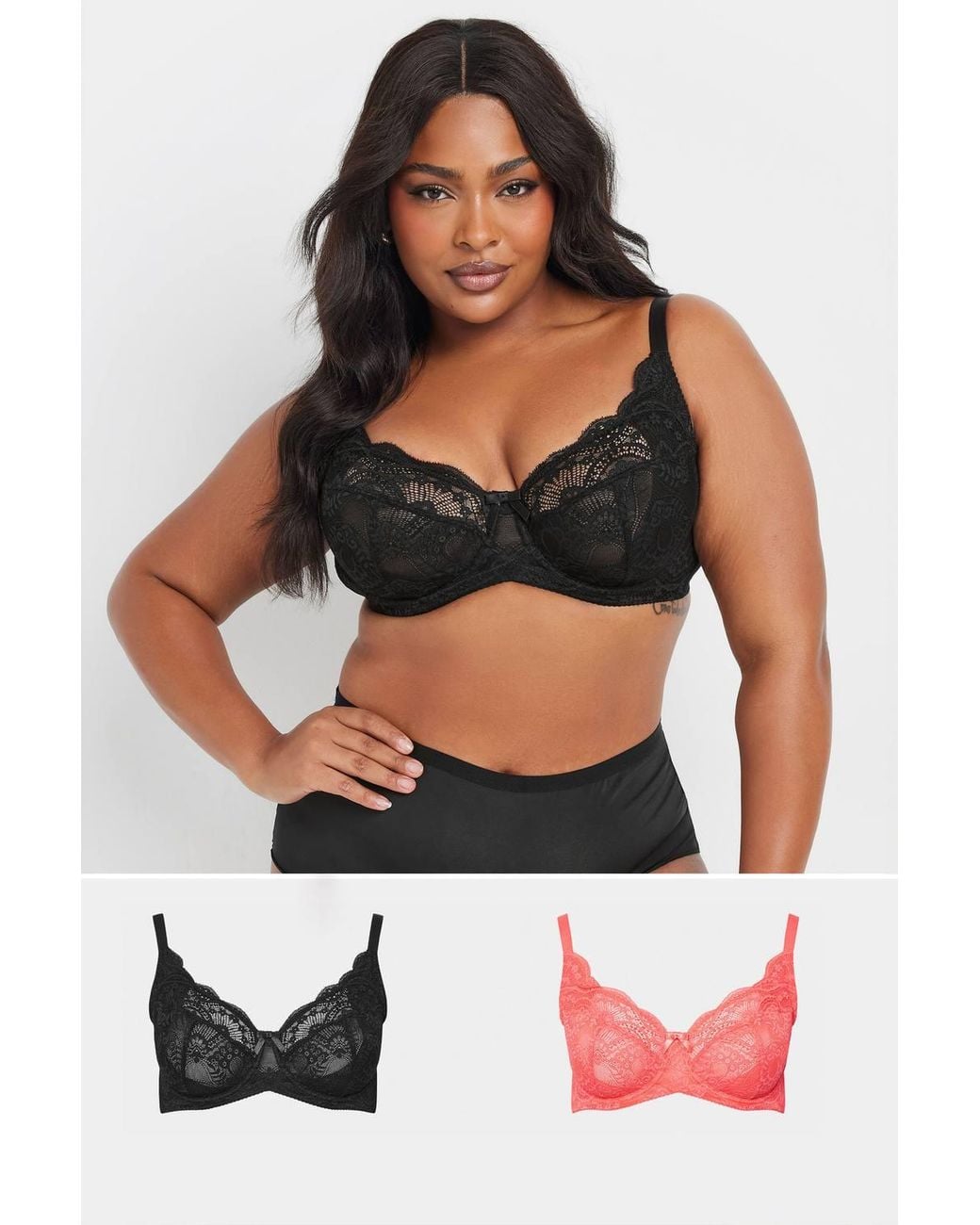 Yours Pink 2 Pack Lace Underwired Bras