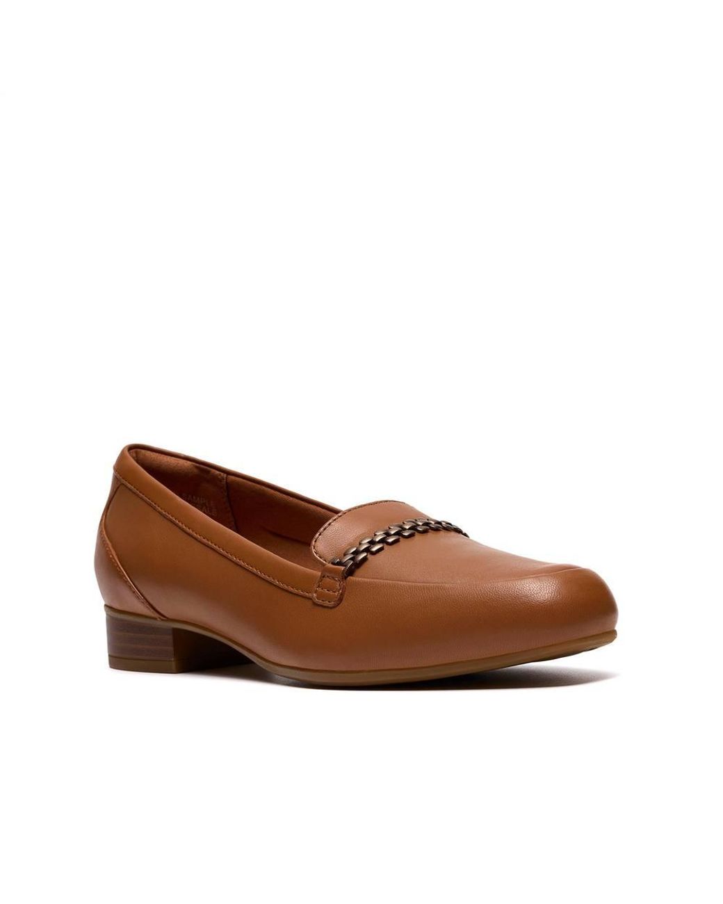 Clarks Brown Juliet Mia Tan Leather Loafers, Slip Ons