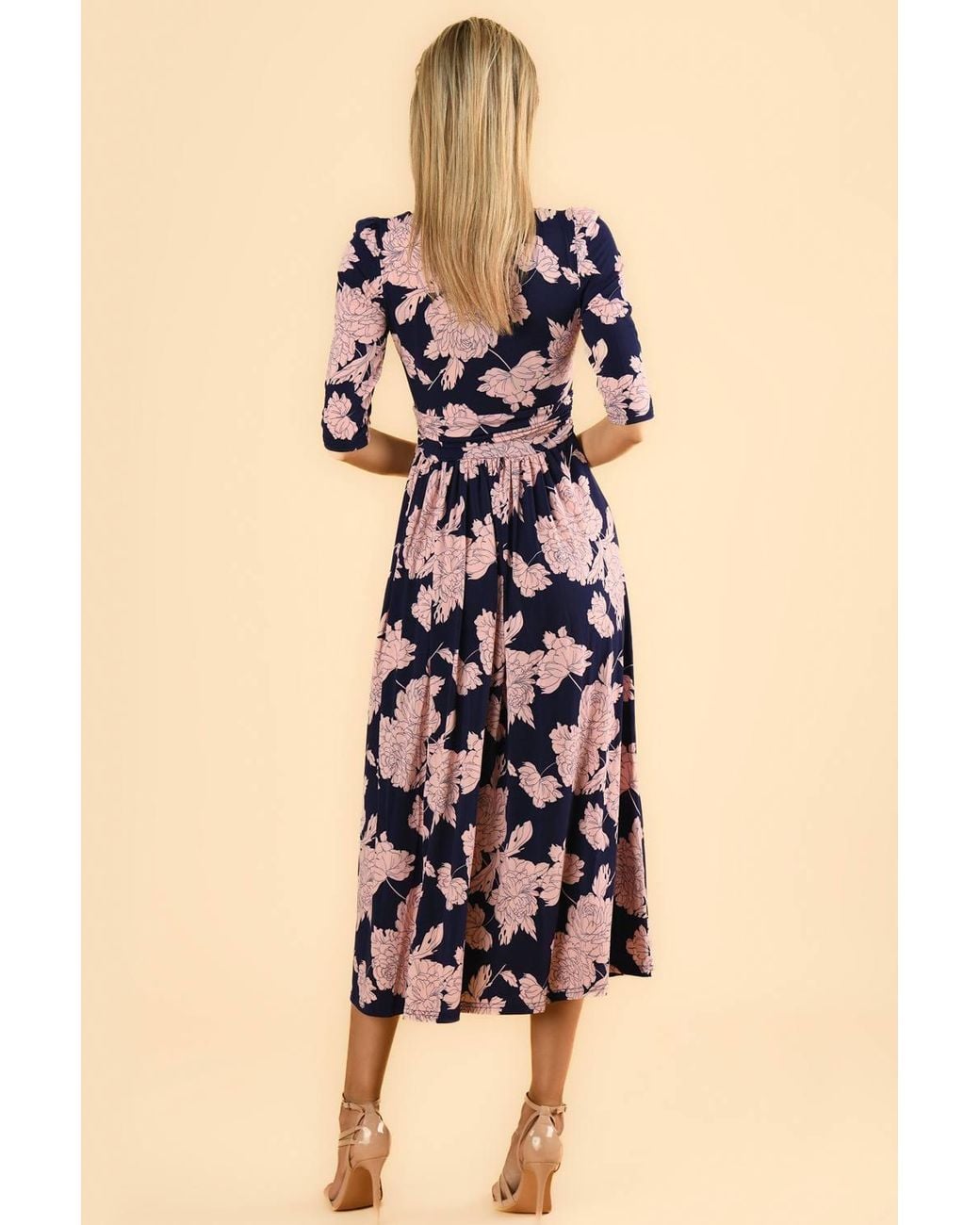 Jolie Moi Blue Karla 3/4 Sleeve Jersey Maxi Dress