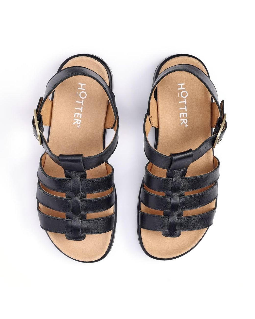 Hotter Black Wide Fit 'Alanya' Gladiator Sandals