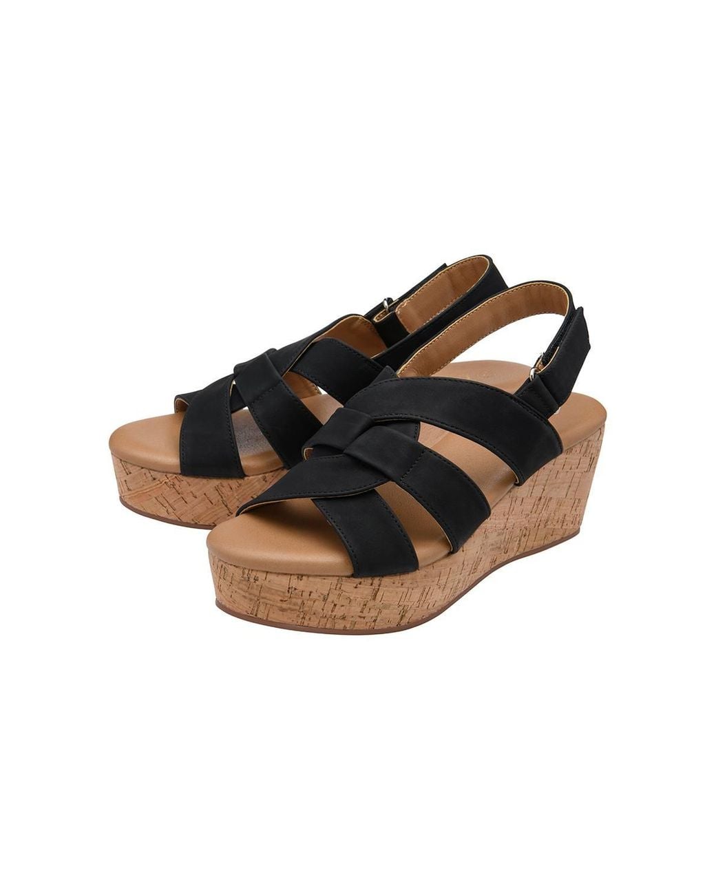 Lotus Black 'Thora' Open-Toe Wedge Sandals