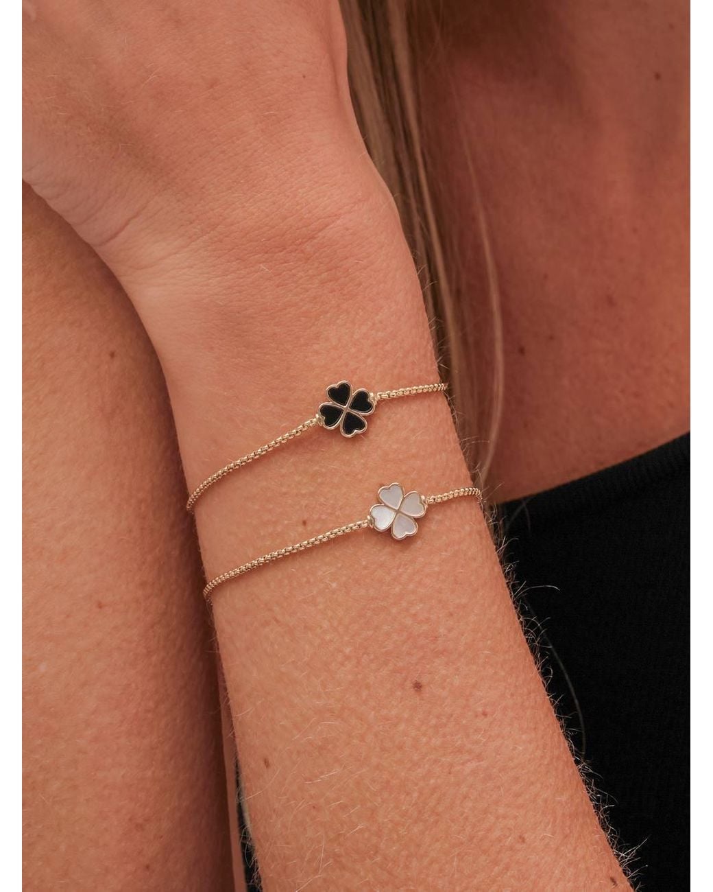 Jon Richard White Plated & Jet Enamel Heart Clover Toggle Bracelet