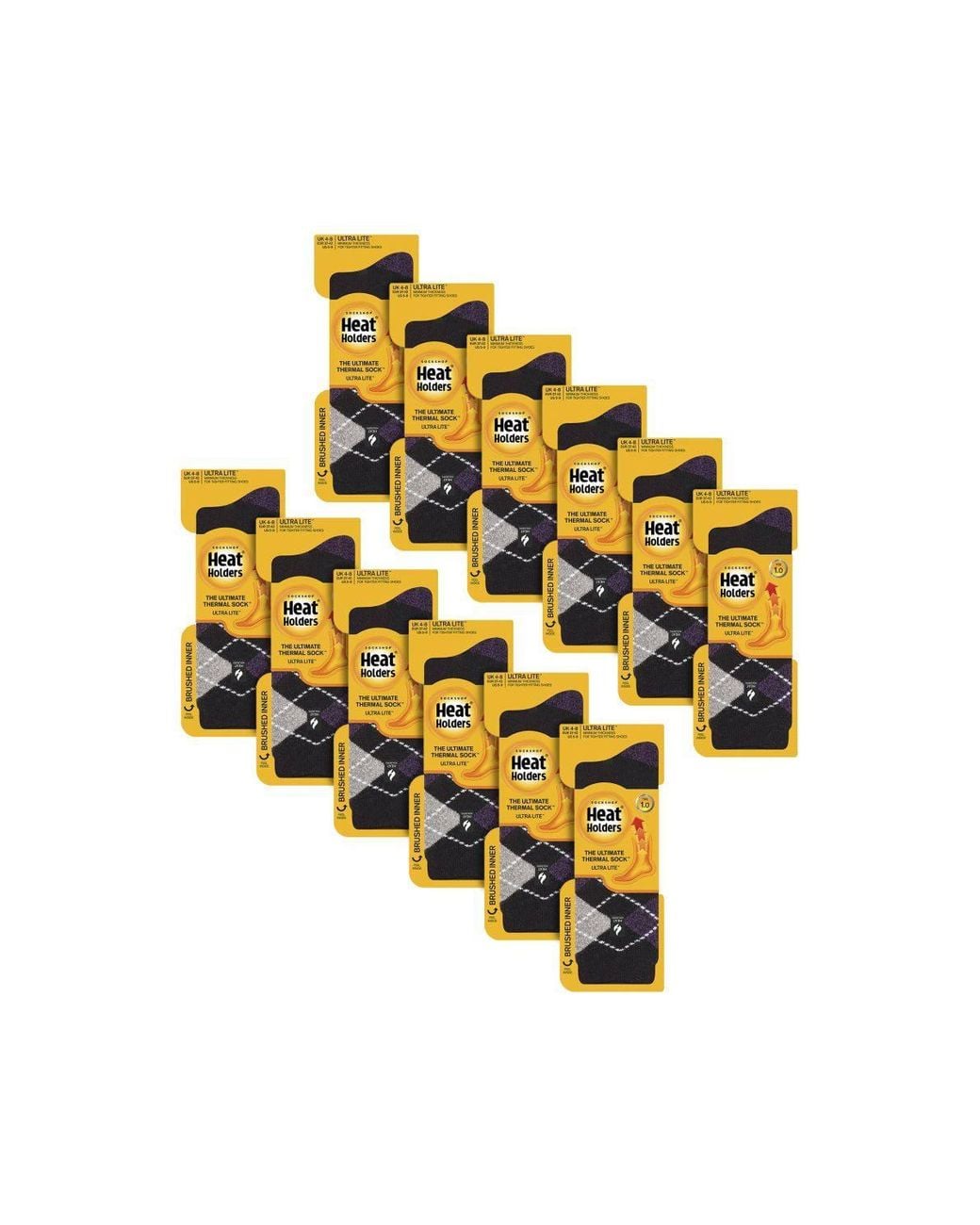 Heat Holders Black 12 Pairs Ultra Lite Soft Thermal Socks