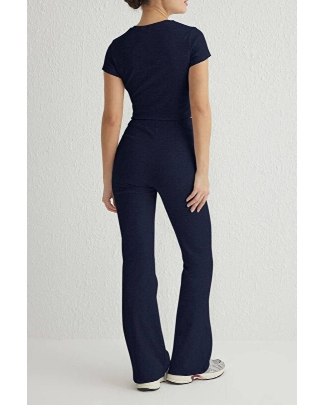 WOVCOR Blue Stretch Woven Crop Top & Trousers Co-Ord Set