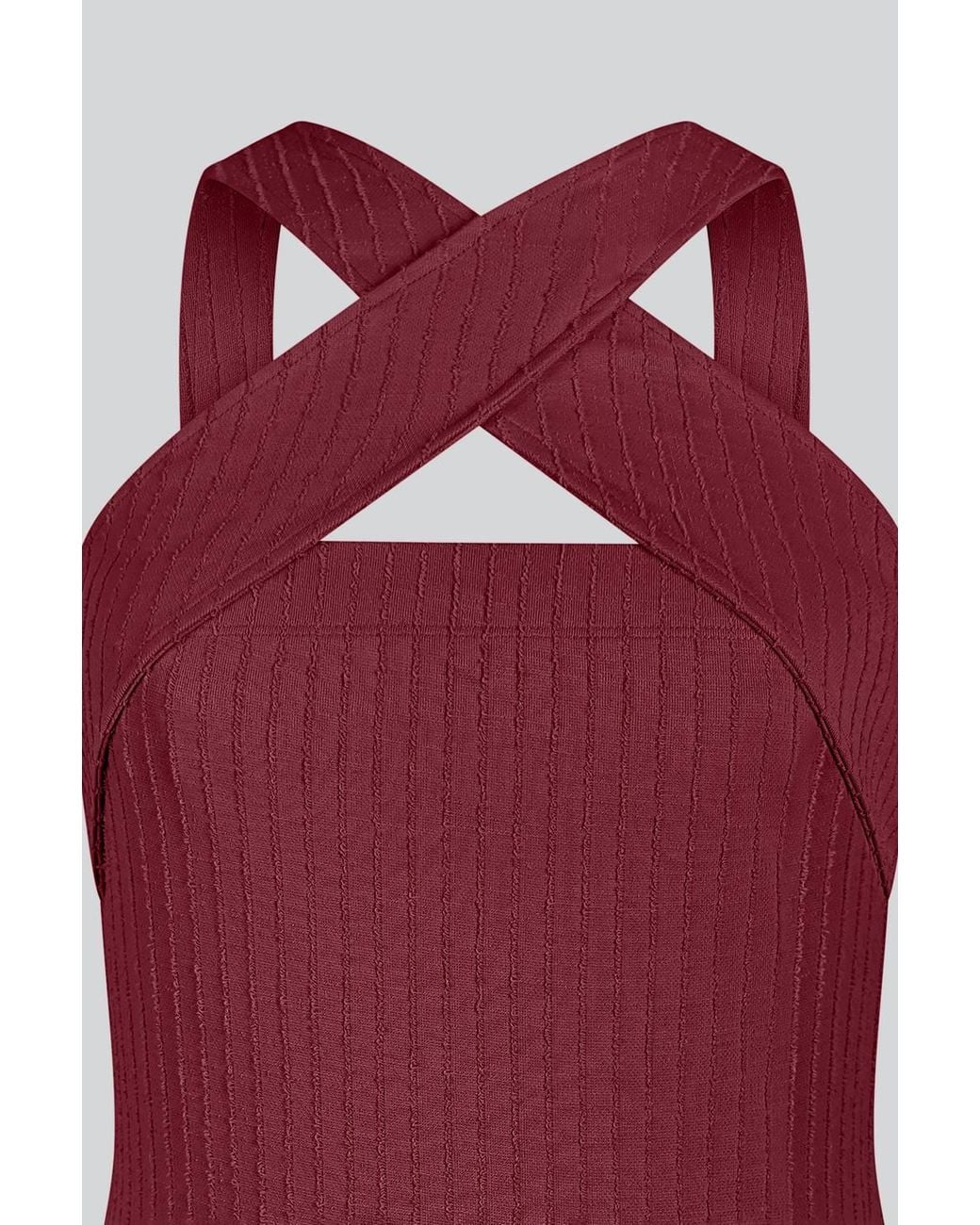 Enorsia Red Cross Front Halter Neck Dress