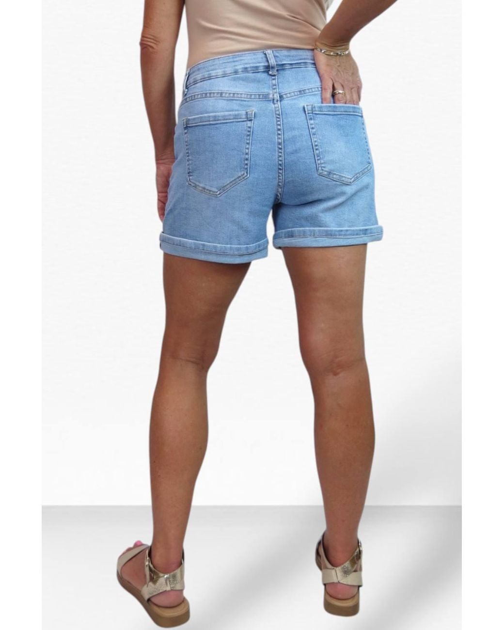 Paulo Due Blue Distressed Stretch Denim Shorts