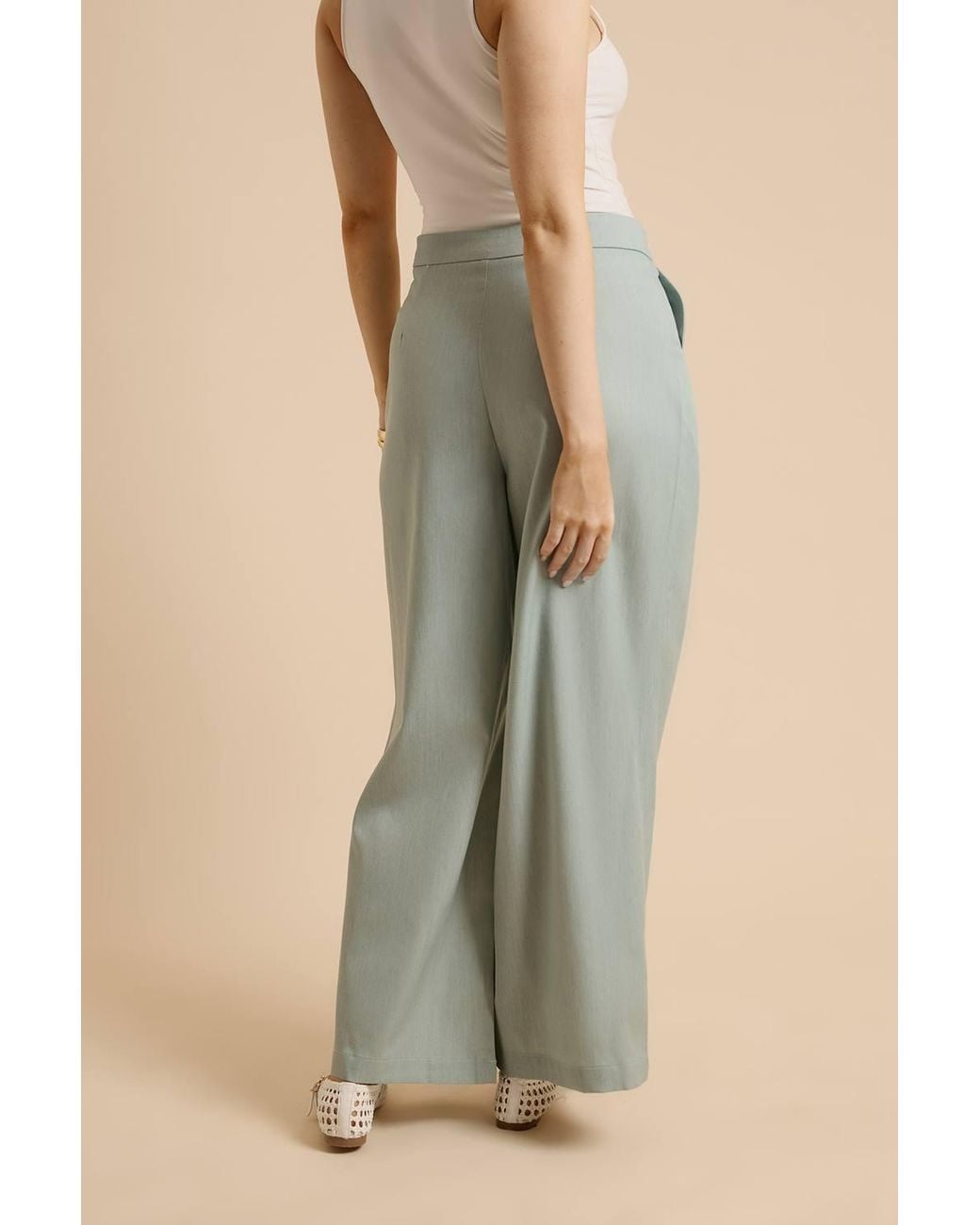 Dorothy Perkins Green Pleat Front Wide Leg Trouser