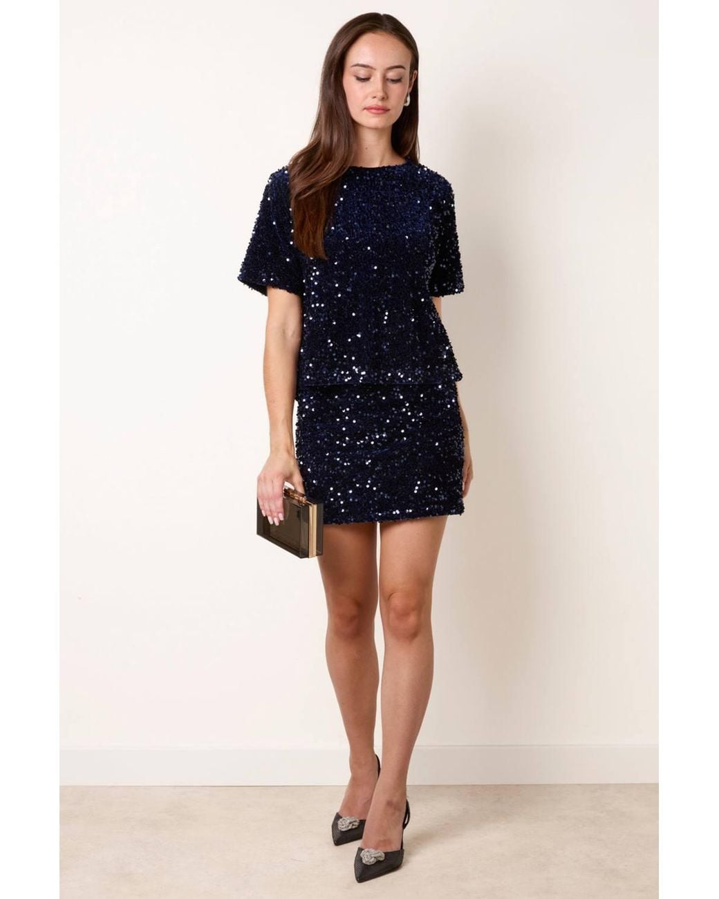 Blue Vanilla Blue Short Sleeve Round Neck Top