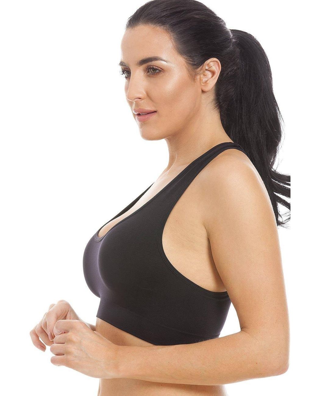 CAMILLE Black Plain Seamfree Maternity Sleeping Bra