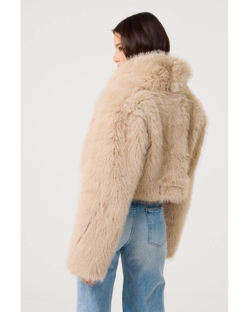 Pink Vanilla Brown Crop Fur Jacket