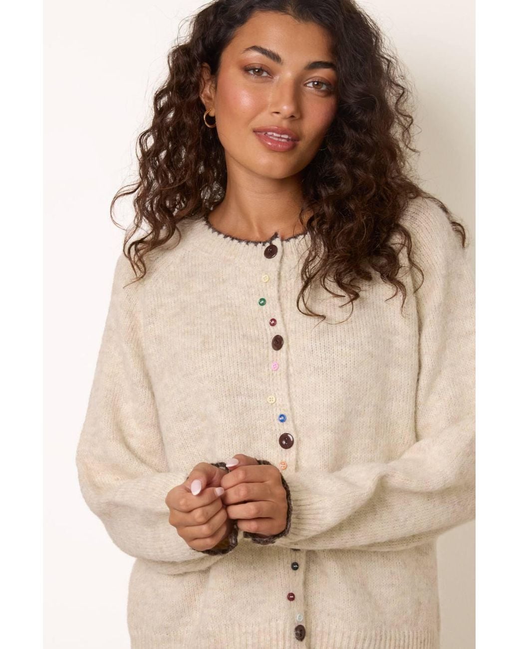Blue Vanilla Natural Long Sleeve Round Neck Cardigan