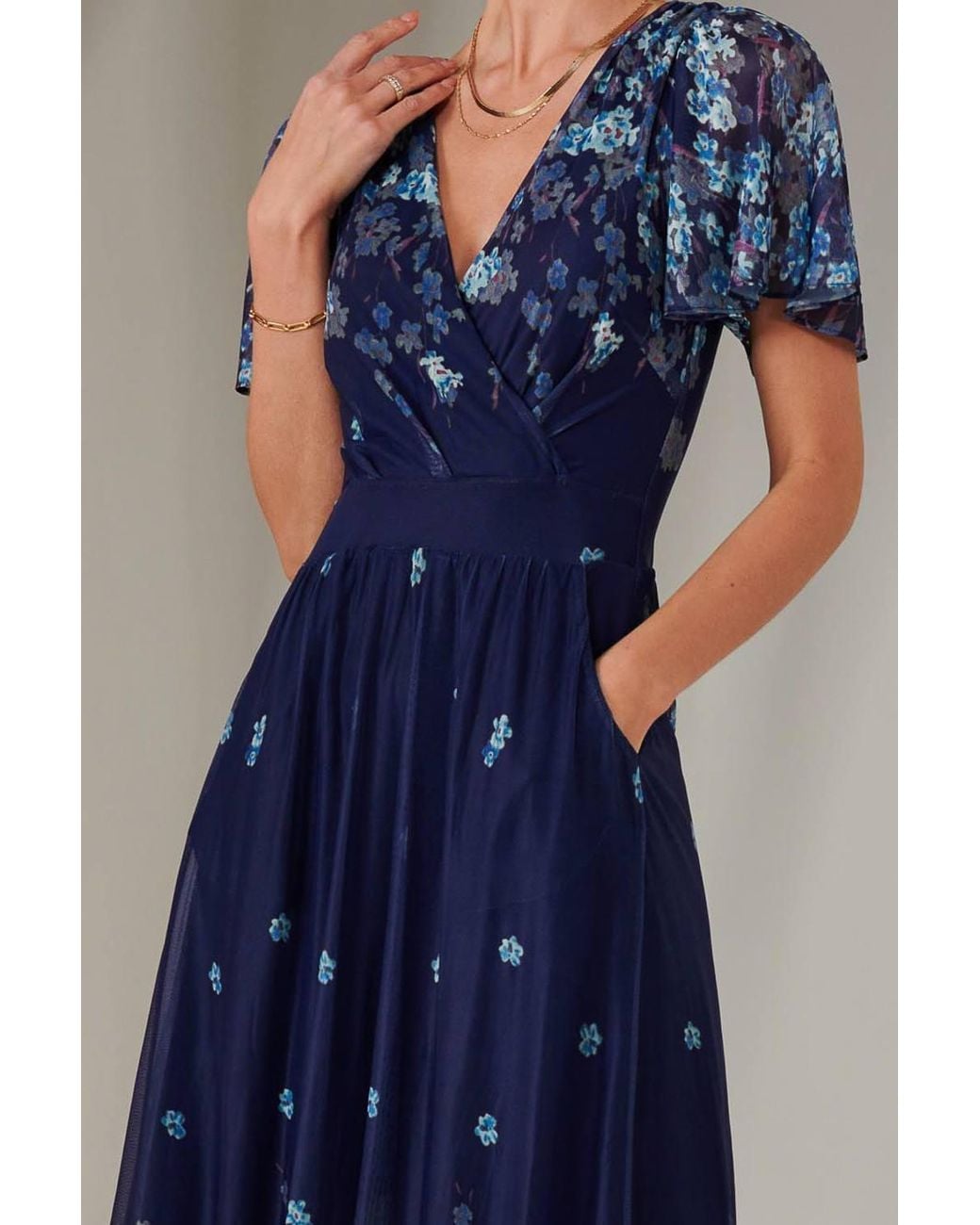 Jolie Moi Blue Wrap Maxi Dress