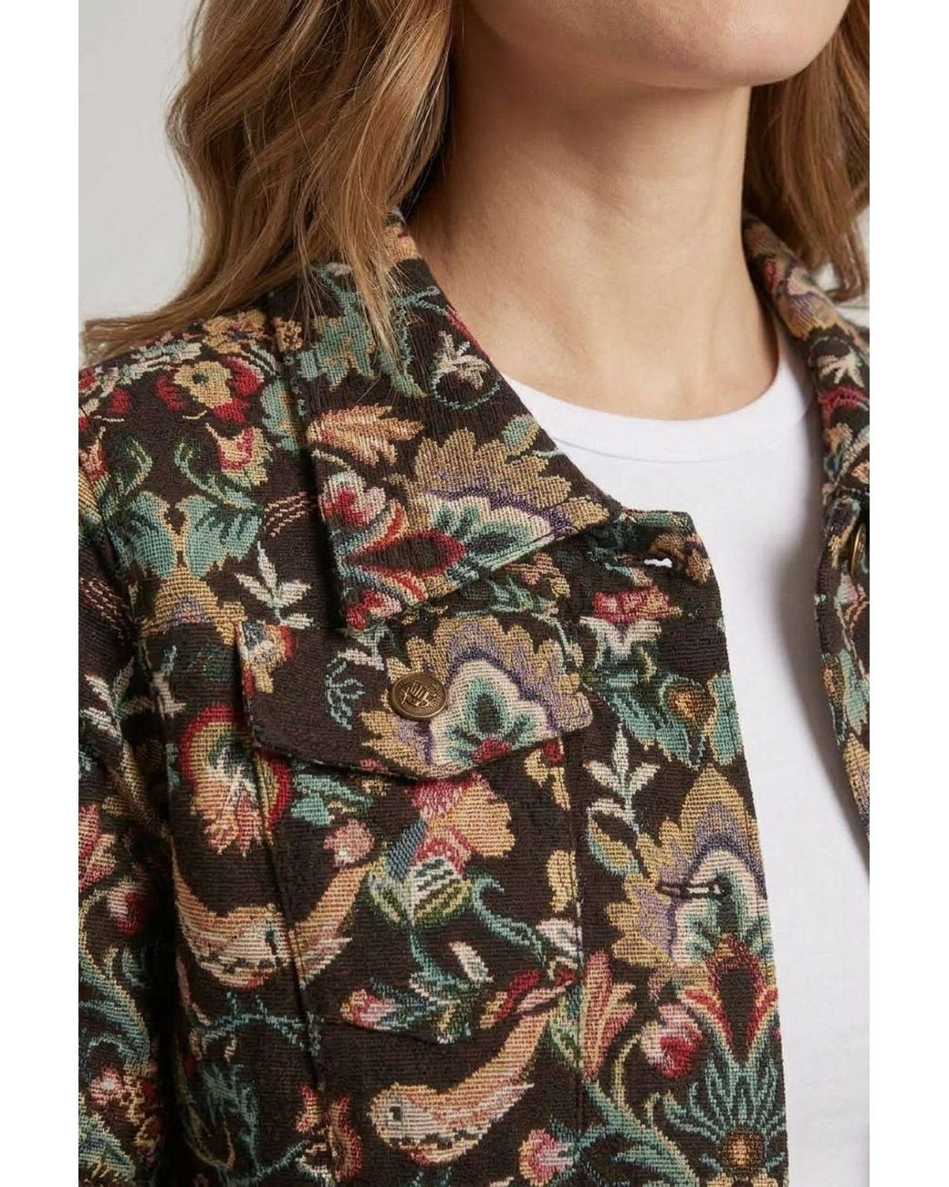Izabel London Blue Paisley Tapestry Texture Jacket