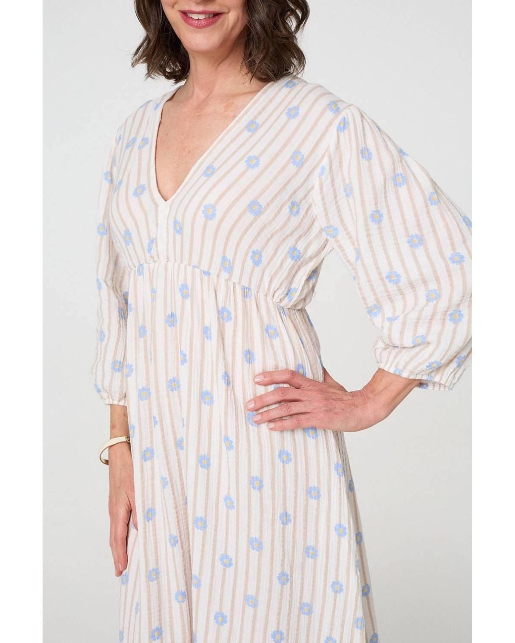 Izabel London Pink Striped Long Sleeve Empire Maxi Dress