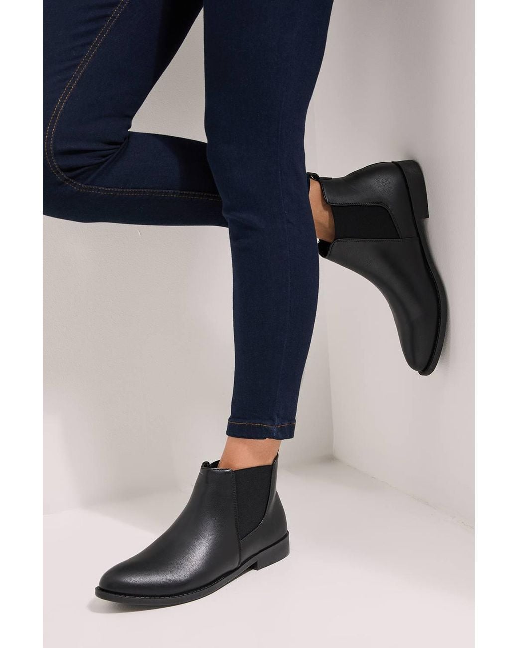 Dorothy Perkins Black Wide Fit Megs Flat Chelsea Boots