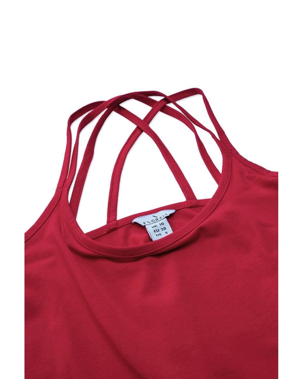 Enorsia Red Cotton Stretch Cross Back Crop Cami Tops