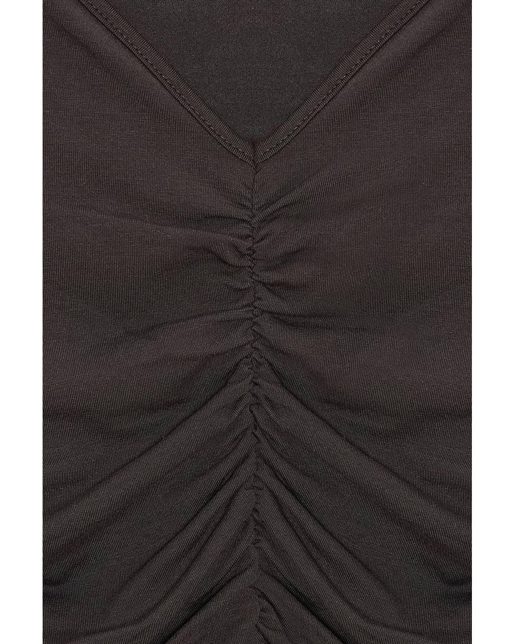 Dilvin Black Slim Fit V-Neck Jersey Blouse