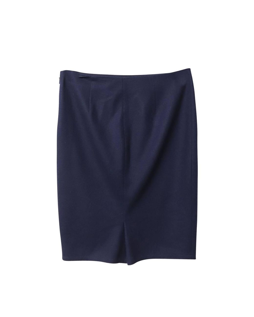 Carolina Herrera Blue Preloved Pencil Midi Skirt Wool
