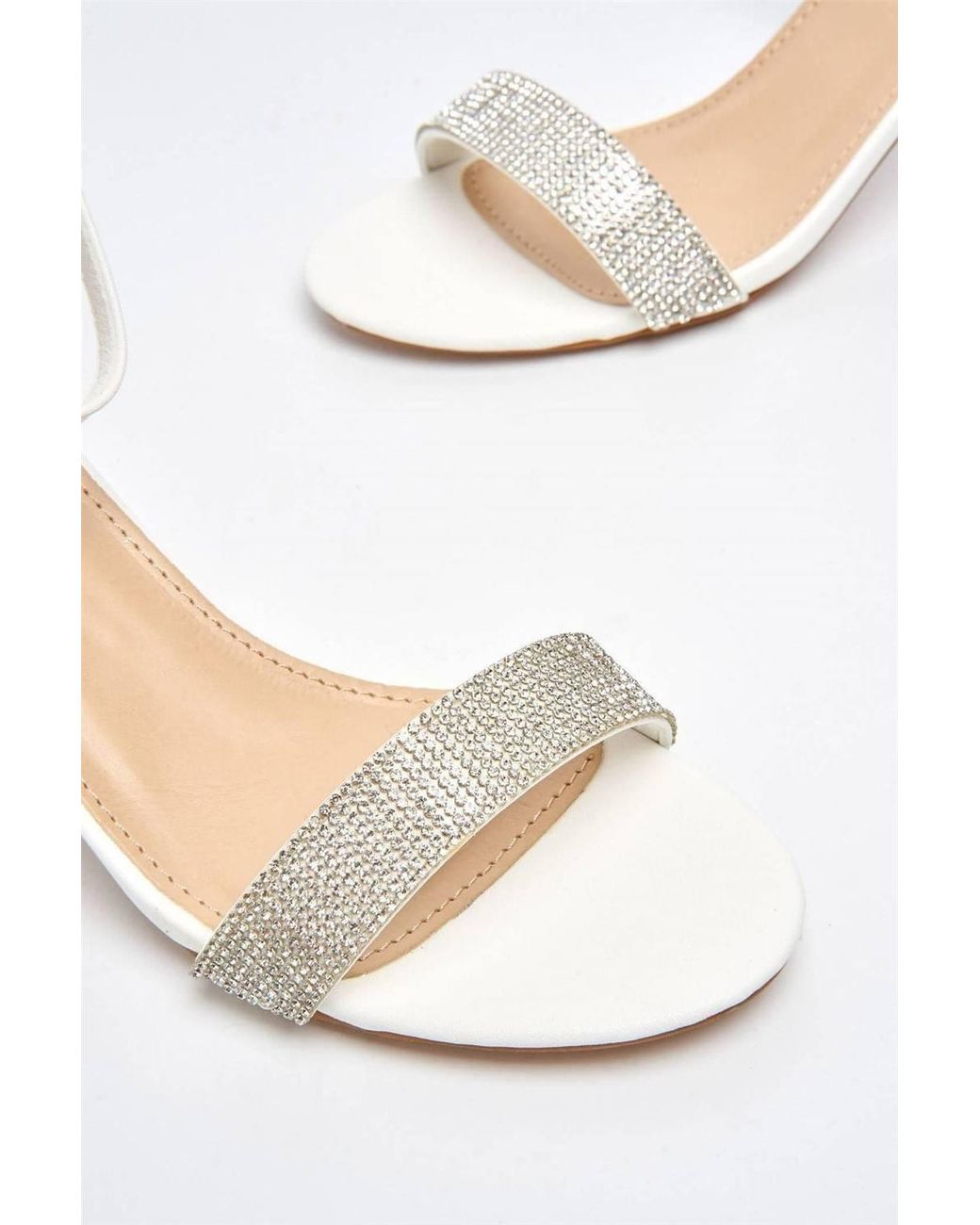 Miss Diva White Asti Block Heel Ankle Strap Pu Sandals